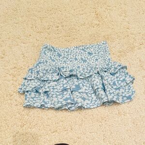 Sassy Shortcake boutique blue floral ruffle mini skirt